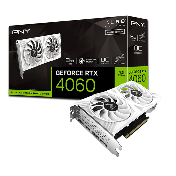 VGA PNY GeForce RTX 4060 8GB OC XLR8 VERTO DF White Edition VCG40608DFWXPB1-O