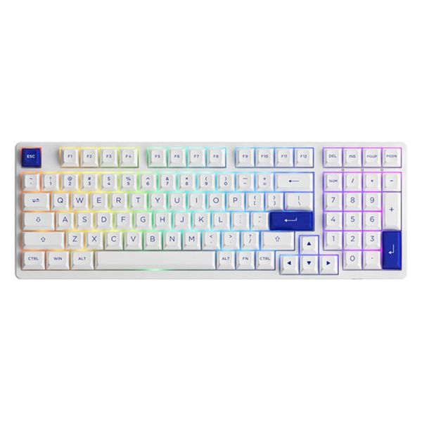Bàn phím cơ AKKO 3098B Multi-modes Blue on White (Bluetooth 5.0 / Wireless 2.4Ghz / Hotswap / Foam tiêu âm / AKKO CS Jelly switch)