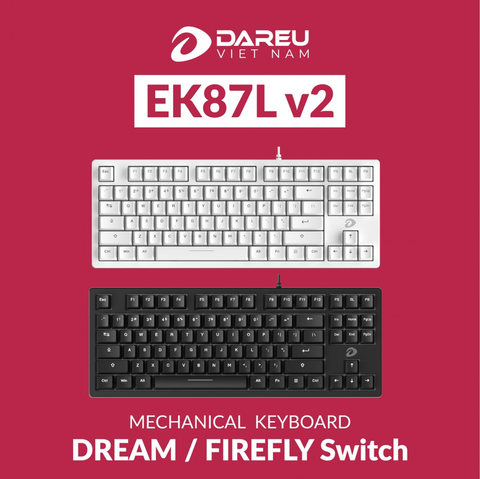 Bàn phím cơ Gaming DAREU EK87L v2 (DREAM / FIREFLY switch – NO LED)