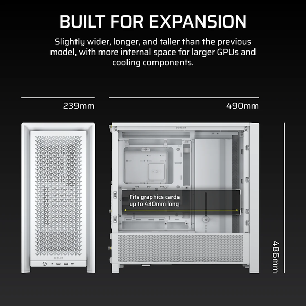 Vỏ máy tính Corsair FRAME 4000D Mid-Tower, White CC-9011291-WW