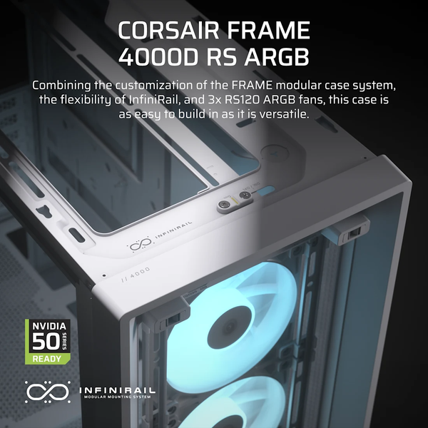 Vỏ máy tính Corsair FRAME 4000D RS ARGB Mid-Tower, White CC-9011297-WW