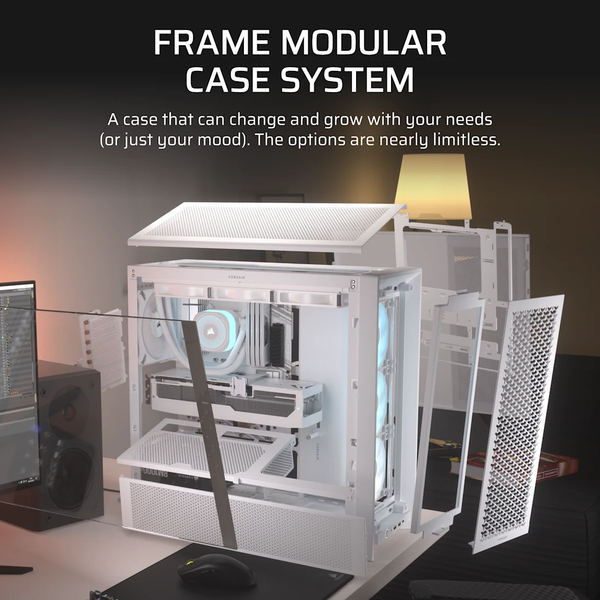 Vỏ máy tính Corsair FRAME 4000D RS ARGB Mid-Tower, White CC-9011297-WW