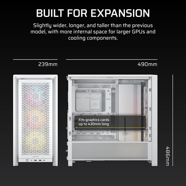 Vỏ máy tính Corsair FRAME 4000D RS ARGB Mid-Tower, White CC-9011297-WW