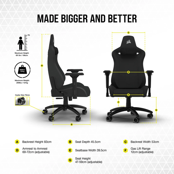 Ghế Gaming TC200 Fabric Black/Black CF-9010049-WW