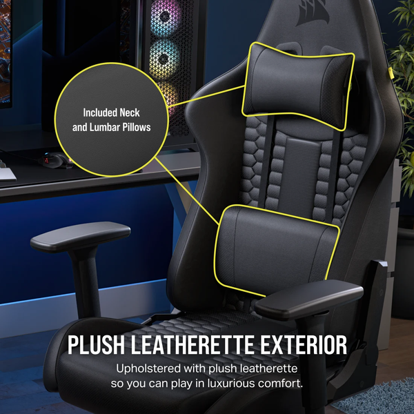 Ghế Gaming Corsair TC100 RELAXED - Leatherette, Black CF-9010050-WW