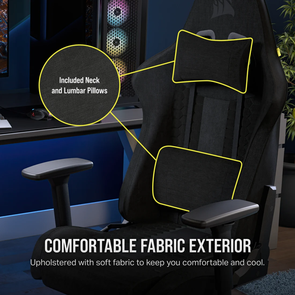 Ghế Gaming Corsair TC100 RELAXED - Fabric, Black CF-9010051-WW