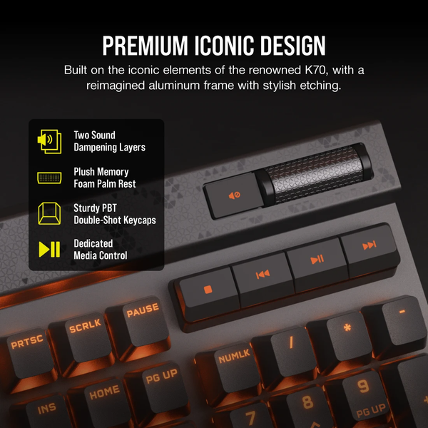 Bàn phím Corsair K70 MAX-BLK-MGX White-RGB CH-910961G-NA