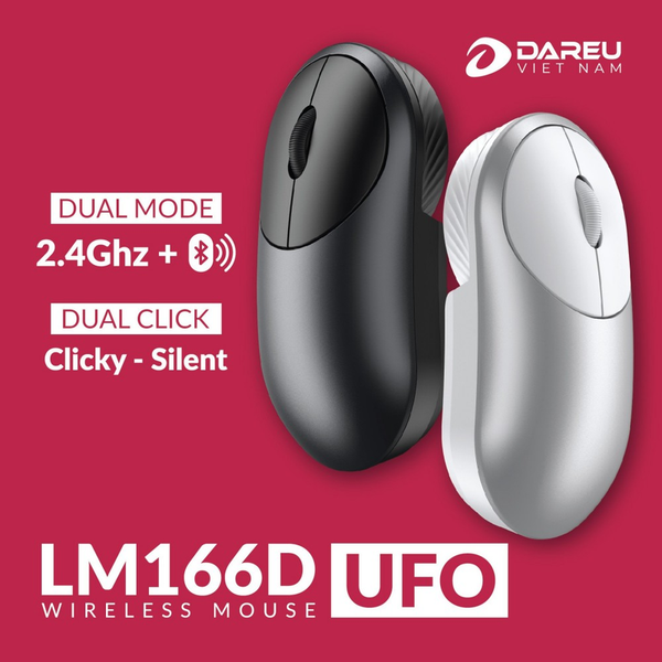 Chuột không dây DAREU LM166D (UFO – Dual Mode: Bluetooth + 2.4G)