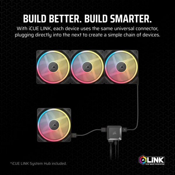 Bộ 3 quạt máy tính Corsair iCUE LINK LX120-R RGB Black CO-9051050-WW
