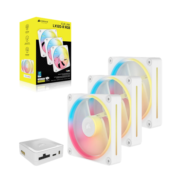 Bộ 3 quạt máy tính Corsair iCUE LINK LX120-R RGB White CO-9051054-WW