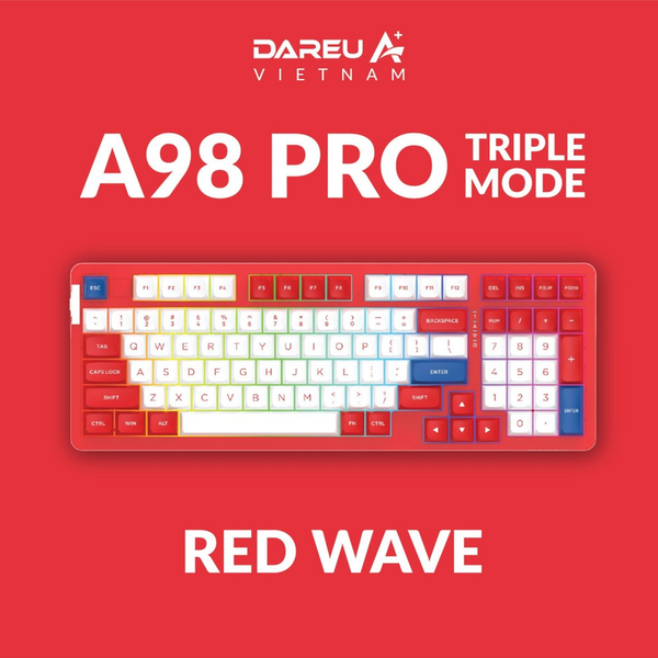 Bàn phím cơ DareU A98 Pro Triple Mode Red Wave DareU Dream switch