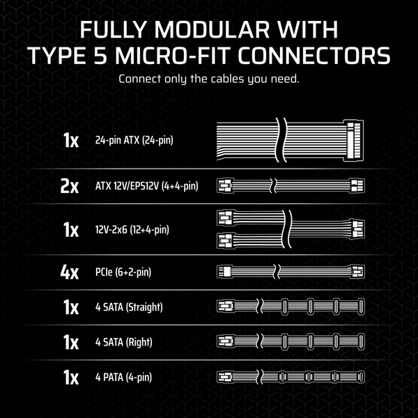 Nguồn máy tính Corsair SF1000 - ATX 3.1 & PCIe 5.1 80 Plus Platinum - Full Modul CP-9020257-NA