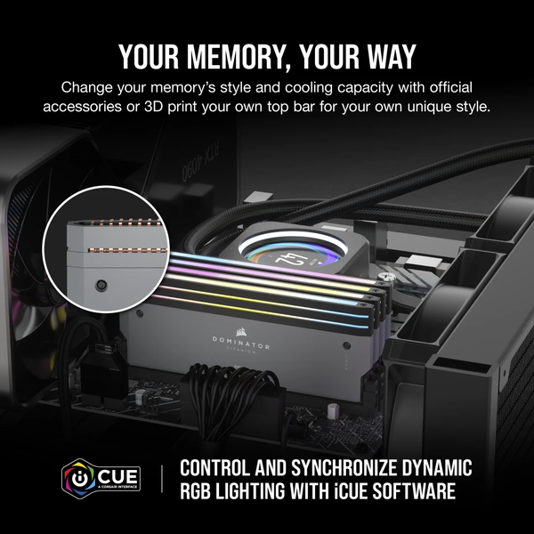 Ram PC Corsair DDR5 6000MT/s 64GB 2x32GB XMP 3.0 DOMINATOR TITANIUM Grey for AMD CMP64GX5M2B6000Z30