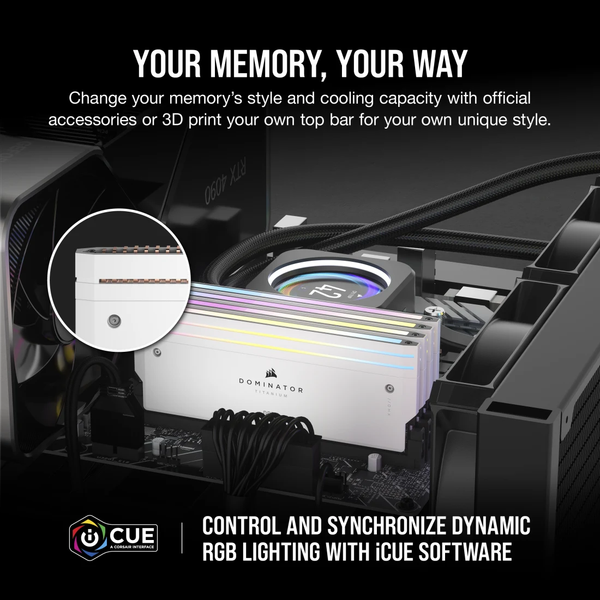 Ram PC Corsair DDR5 6000MT/s 32GB 2x16GB XMP 3.0 DOMINATOR TITANIUM White for AMD CMP32GX5M2B6000Z30W