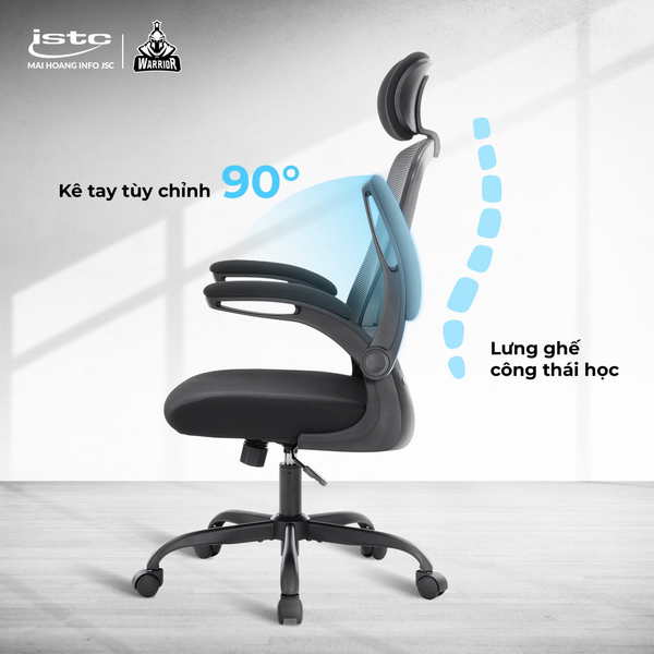 Ghế công thái học ergonomic WARRIOR Pawn series WEC106 Black