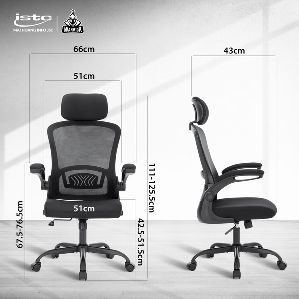 Ghế công thái học ergonomic WARRIOR Pawn series WEC106 Black