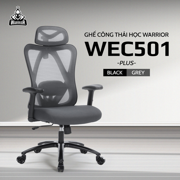 Ghế công thái học WARRIOR Hero series WEC501 Plus Black/Gray