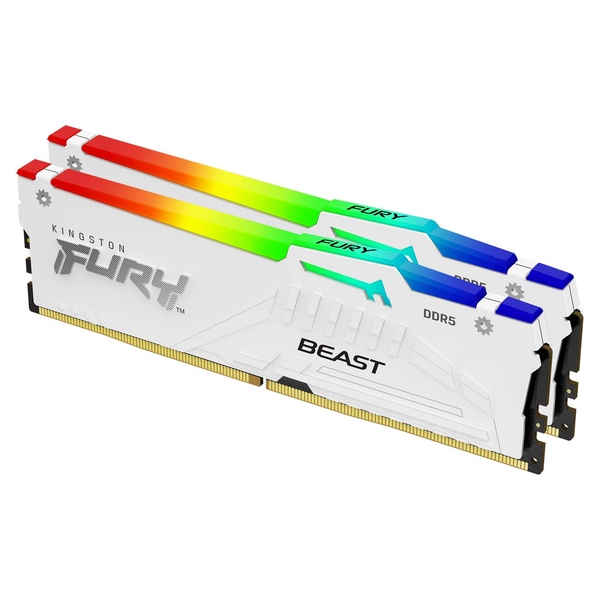 Ram Kingston FURY Beast White RGB 32GB (2x16GB) 5600MT/s DDR5 CL40 XMP KF556C40BWAK2-32