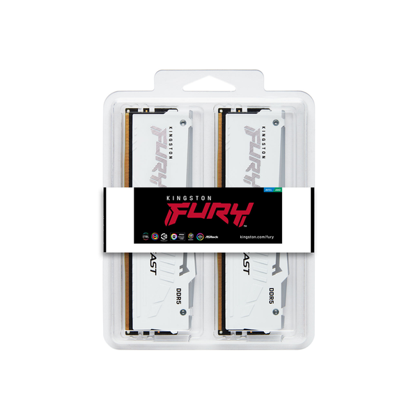 Ram Kingston FURY Beast White RGB 32GB (2x16GB) 5600MT/s DDR5 CL40 XMP KF556C40BWAK2-32