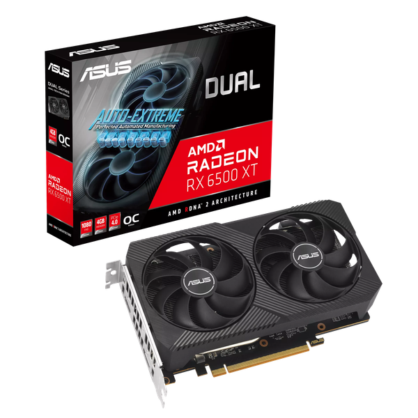 VGA ASUS Dual Radeon RX 6500 XT V2 OC Edition 4GB GDDR6 DUAL-RX6500XT-O4G-V2