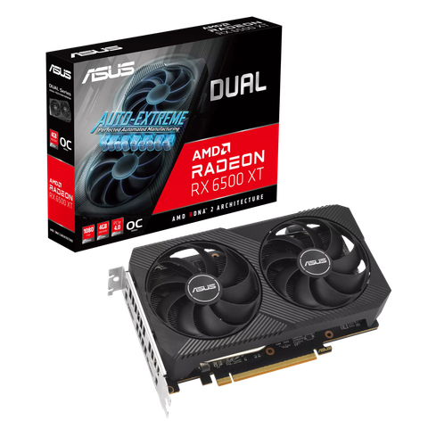 VGA ASUS Dual Radeon RX 6500 XT V2 OC Edition 4GB GDDR6 DUAL-RX6500XT-O4G-V2