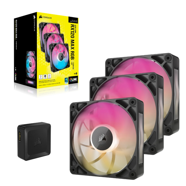 Bộ 3 quạt máy tính Corsair iCUE LINK RX120 RGB MAX Black CO-9051034-WW