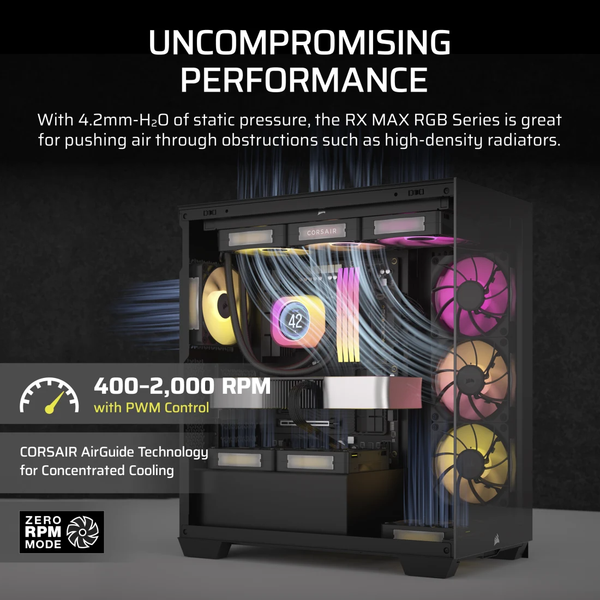 Bộ 3 quạt máy tính Corsair iCUE LINK RX120 RGB MAX Black CO-9051034-WW
