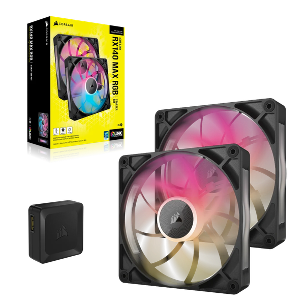 Bộ 2 quạt máy tính Corsair iCUE LINK RX140 RGB MAX Black CO-9051036-WW