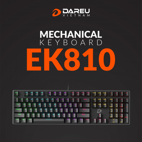 Bàn phím cơ Gaming DAREU EK810 - Black (MULTI-LED, Blue/ Brown/ Red D switch)