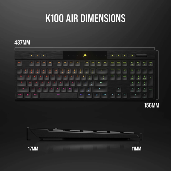 Bàn phím Corsair K100 AIR-BLK-MX ULP TCT-RGB CH-913A01U-NA