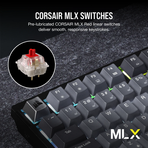 Bàn phím không dây Corsair K65 CSR RED-BLK-GREY-RGB CH-91D401L-NA