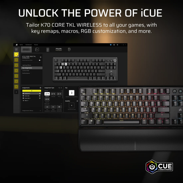 Bàn phím không dây Corsair K70 CORE TKL WL-MLX RED-BLK RGB CH-914901E-NA