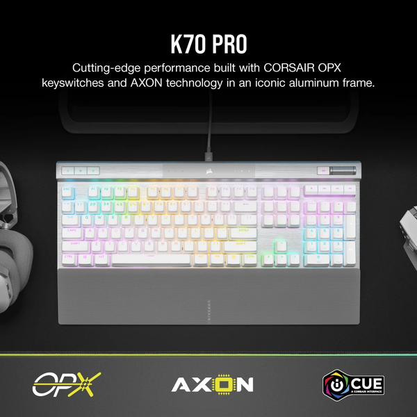 Bàn phím Corsair K70 PRO-WHT-OPX Silver-RGB CH-910951A-NA