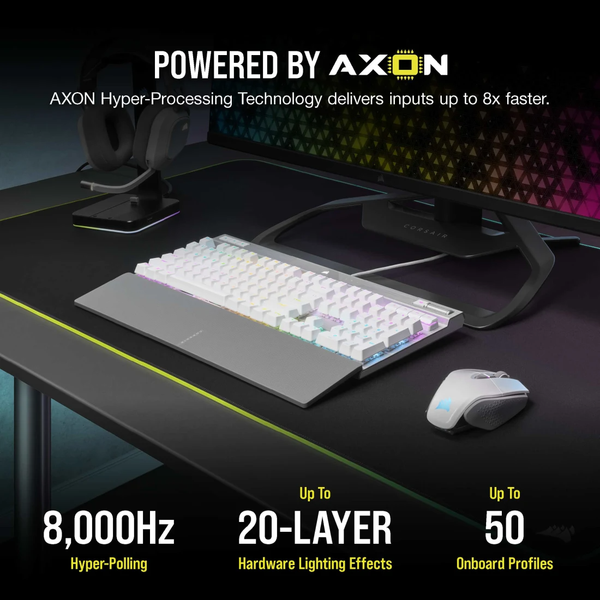 Bàn phím Corsair K70 PRO-WHT-OPX Silver-RGB CH-910951A-NA