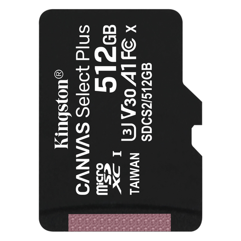 Thẻ nhớ Kingston 512GB micSDXC Canvas Select Plus 100R A1, Class 10 UHS-I SDCS2/512GBSP