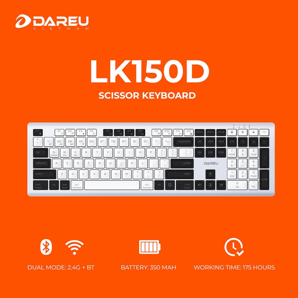 Bàn phím không dây DAREU LK150D (Dual Mode, Scissor Switch)