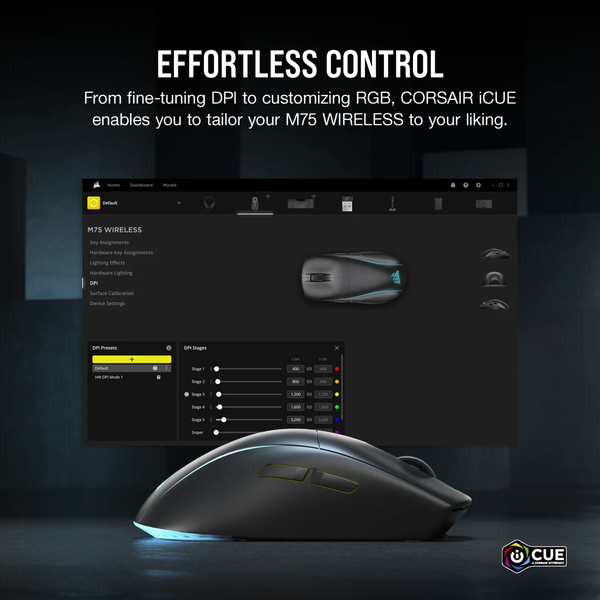 Chuột không dây Gaming Corsair M75 RGB Black CH-931D010-AP