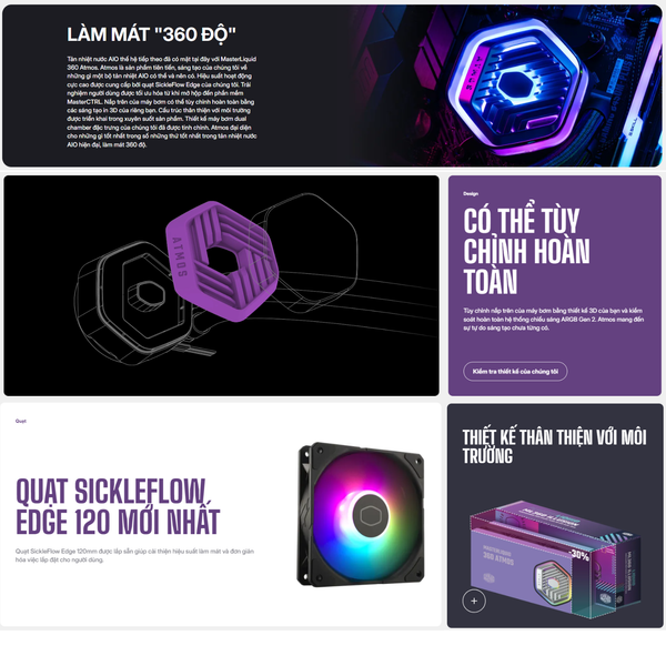 Tản nhiệt nước Cooler Master MasterLiquid 360 Atmos White ARGB