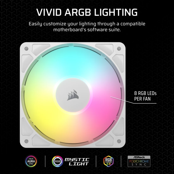 Bộ 3 quạt máy tính Corsair RS120 ARGB White CO-9050185-WW
