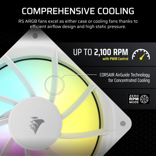 Bộ 3 quạt máy tính Corsair RS120 ARGB White CO-9050185-WW