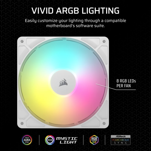 Bộ 2 quạt máy tính Corsair RS140 ARGB White CO-9050187-WW