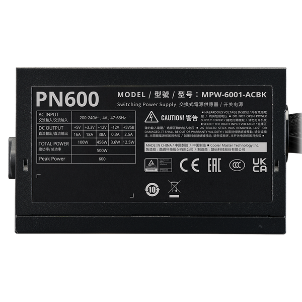 Nguồn máy tính Cooler Master Elite NEX PN600 230V Peak 600W MPW-6001-ACBK-P