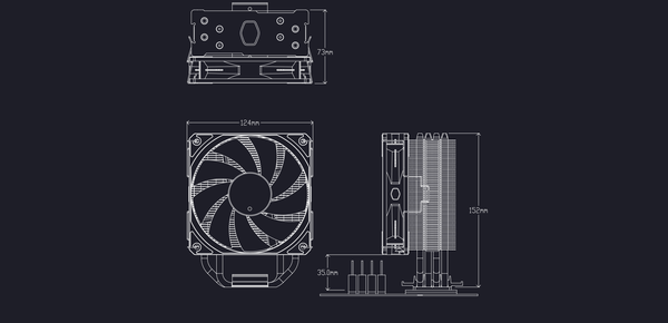 Tản Nhiệt khí Cooler Master Hyper 212 Spectrum V3 RR-S4NA-17PA-R1