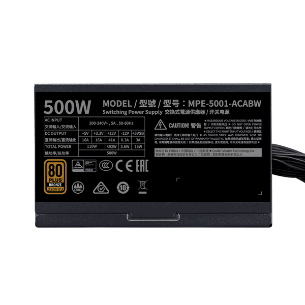 Nguồn máy tính Cooler Master MWE 500 BRONZE V2 230V 500W MPE-5001-ACABW-B