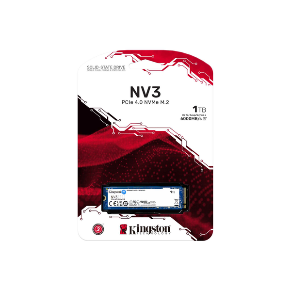 SSD Kingston 1000GB NV3 NVMe PCIe Gen 4.0 x4 M.2 2280 6000/4000MB/s SNV3S/1000G