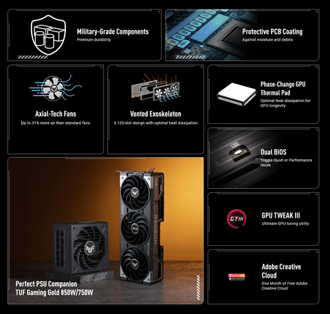 VGA ASUS TUF Gaming Radeon RX 9070 XT 16GB GDDR6 OC Edition TUF-RX9070XT-O16G-GAMING