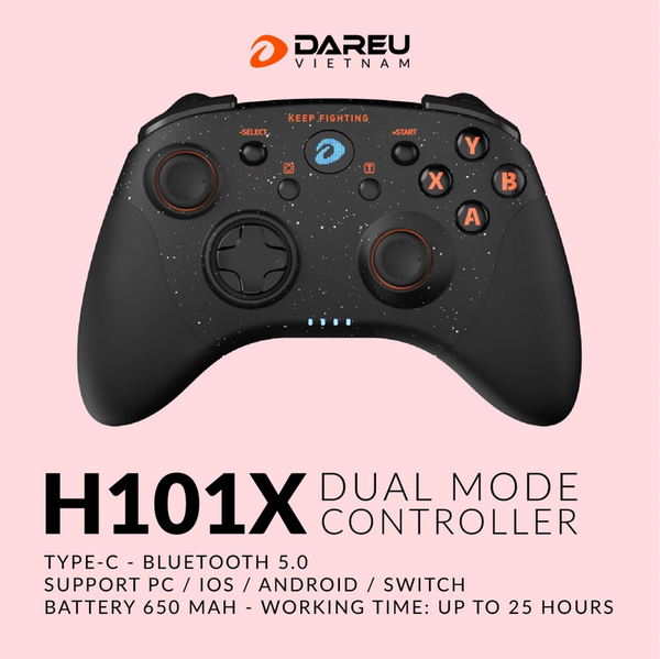 Tay cầm chơi game không dây DAREU H101X (Dual Mode: Type-C, Bluetooth)