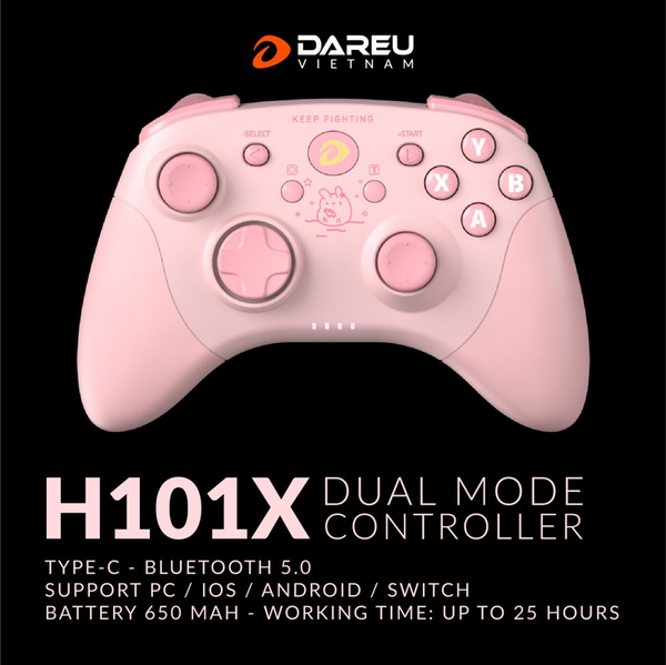 Tay cầm chơi game không dây DAREU H101X (Dual Mode: Type-C, Bluetooth)