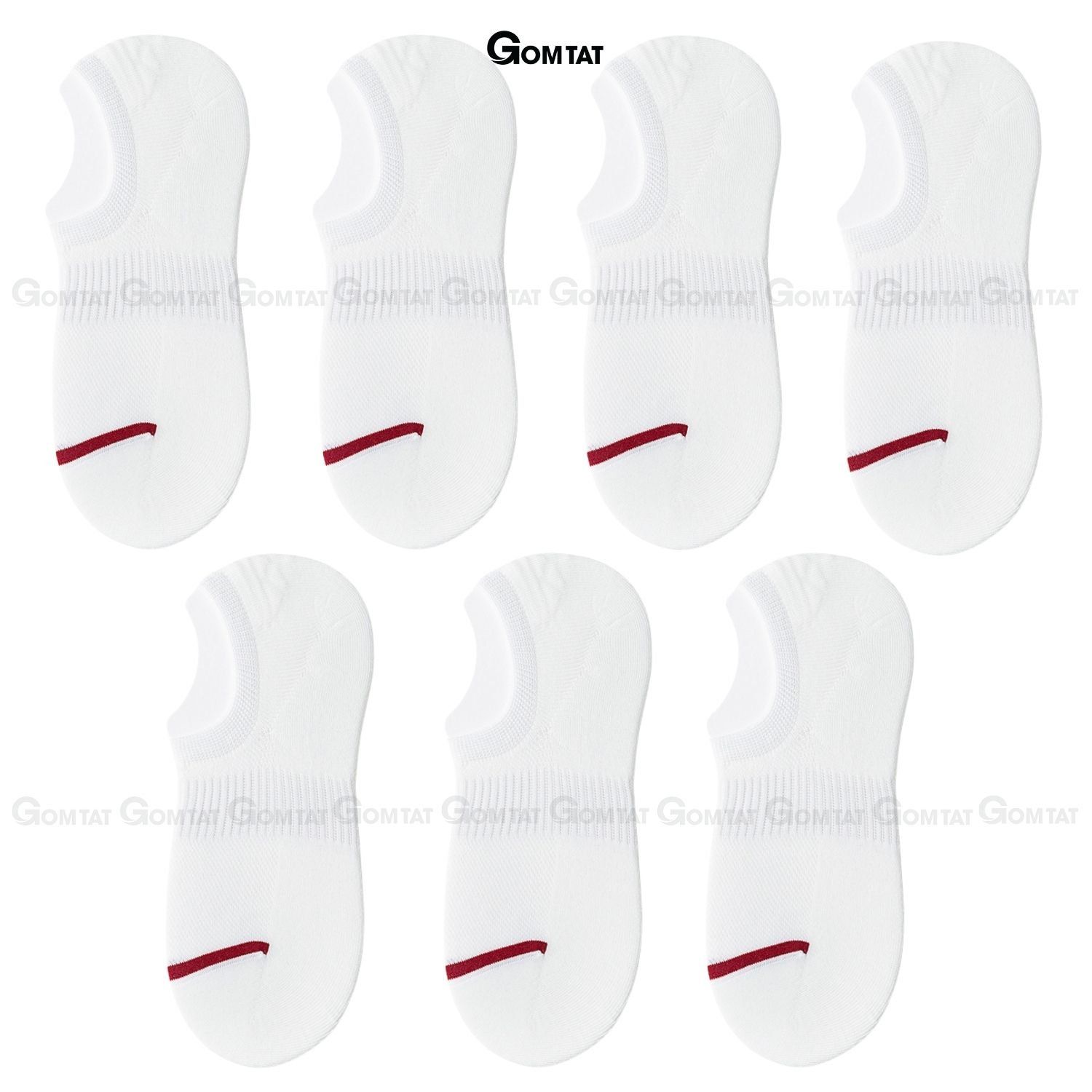 Combo 7 đôi tất ngắn nam chống tuột gót GOMTAT, vớ nam đi giày lười chất liệu cotton hút ẩm, mềm mại - D16-A080-CB7