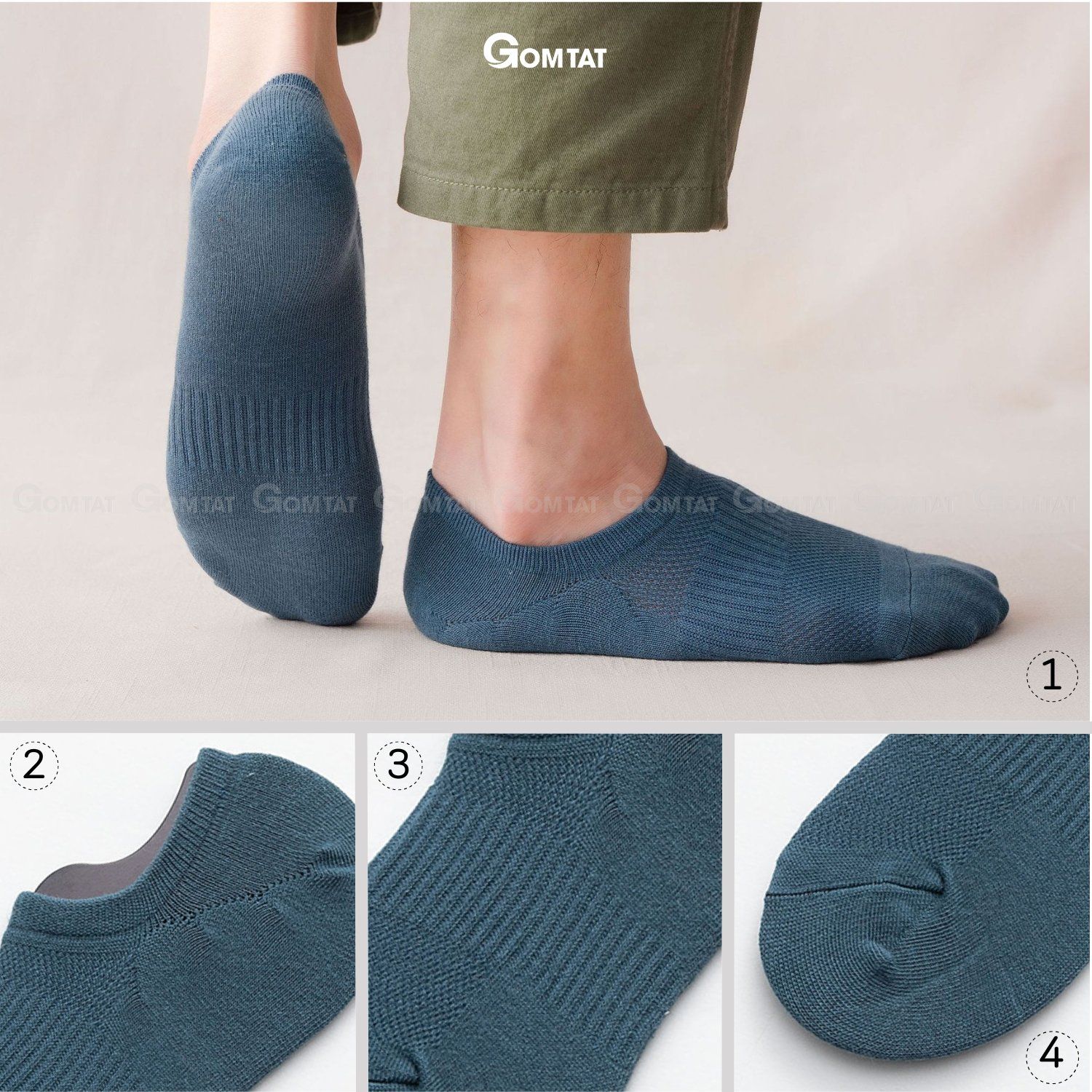 Combo 7 đôi tất lười nam chống tuột gót GOMAT, chất liệu cotton êm mềm mịn mát, cực êm chân - HAI-MIA-1401-CB7